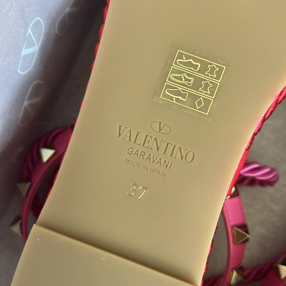 Valentino Garavani Braided Multi Color Rockstud Wedge Espadrille Sandals - Picture 6 of 10